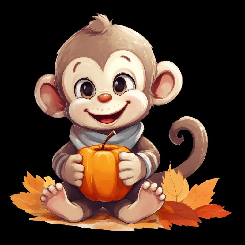 Singe d’automne à la citrouille et à la pomme