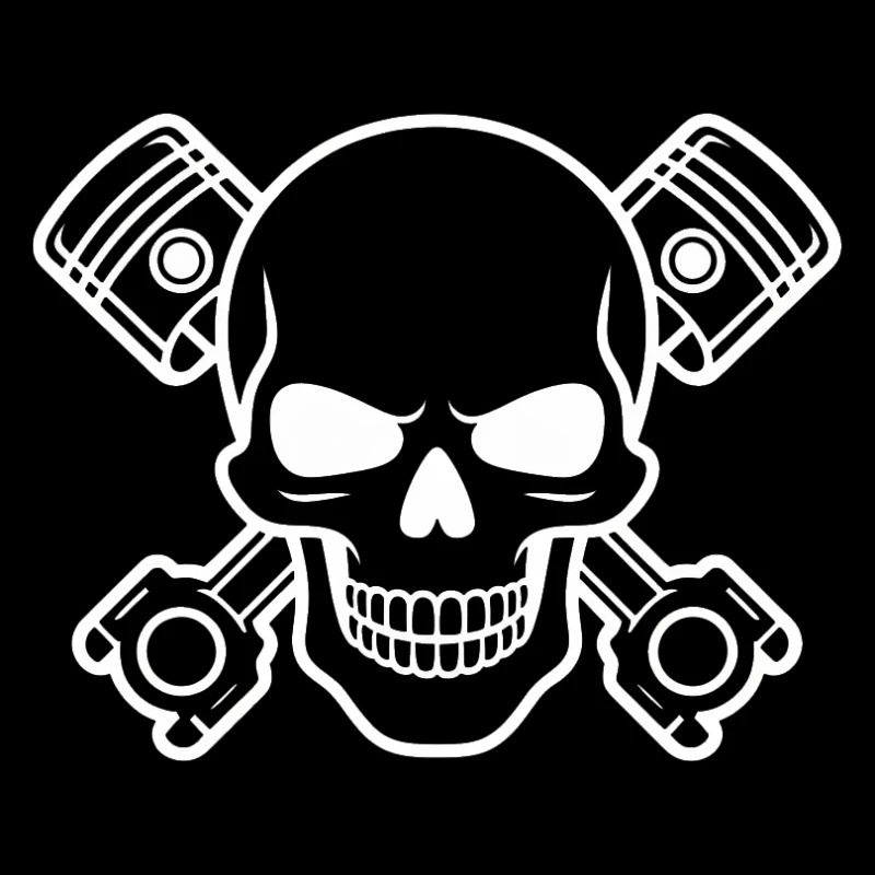 Skull with piston cross