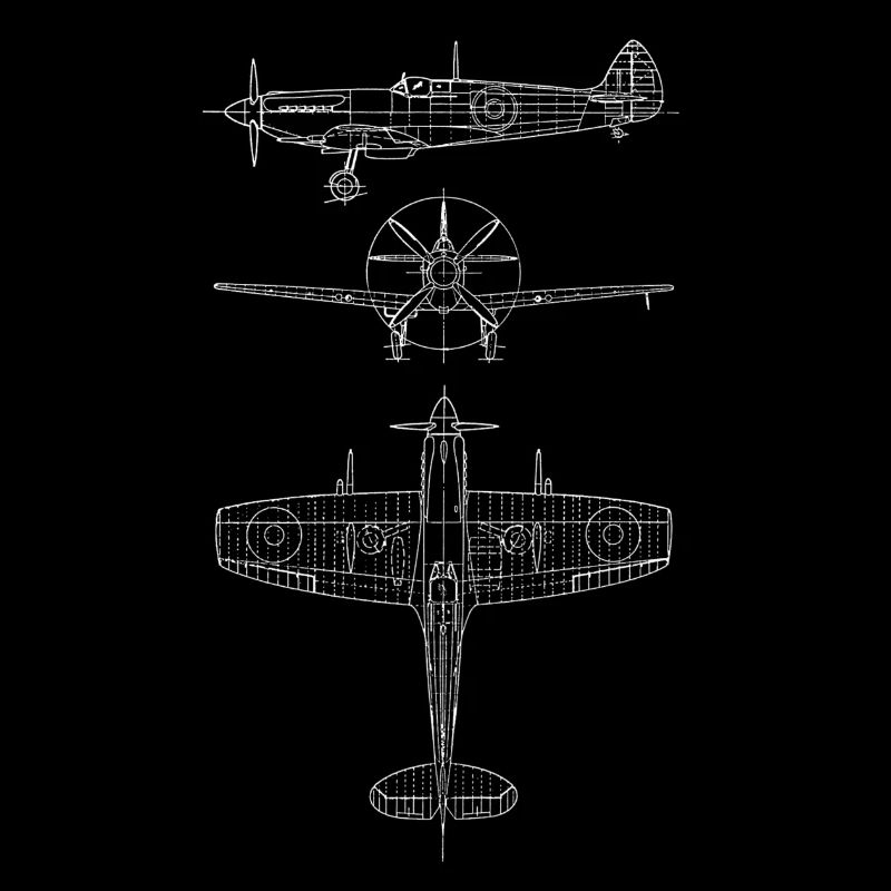 Spitfire airplane blueprint avion