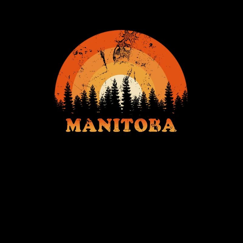 Vintage Manitoba Canada Fan rétro Cool coucher de soleil
