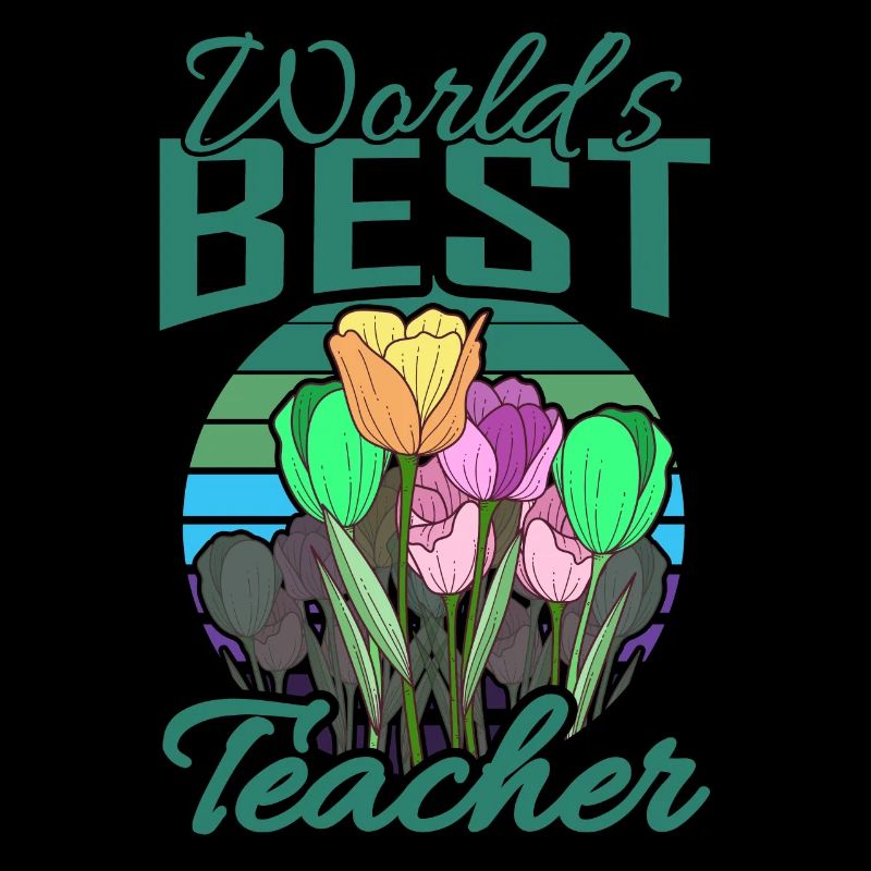 Meilleur professeur du monde avec un cadeau d'école de fleurs