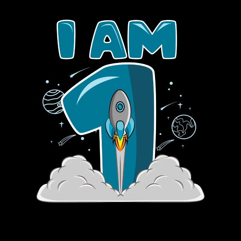 Espace 1 anniversaire 1 année fusée Je suis 1