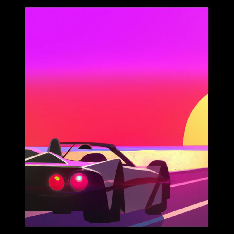 Synthwave Outrun Sports Car Sunset