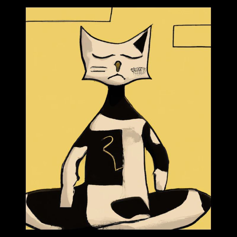 Portrait de chat méditant le cubisme de chat