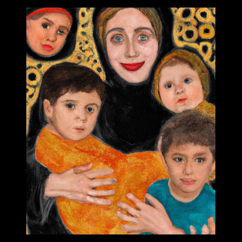 Gustav Klimt Style Portrait Einer Mama Mit Vier