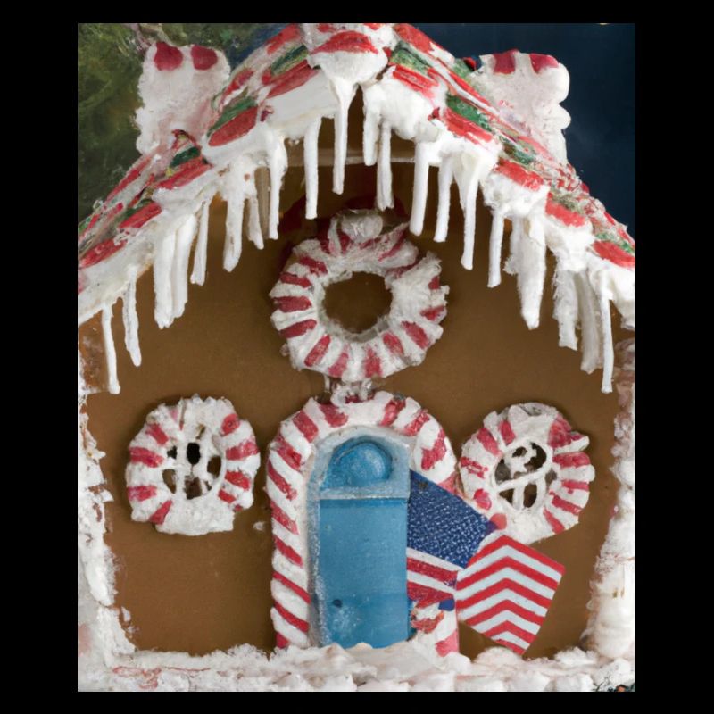 American Christmas Gingerbread House with US