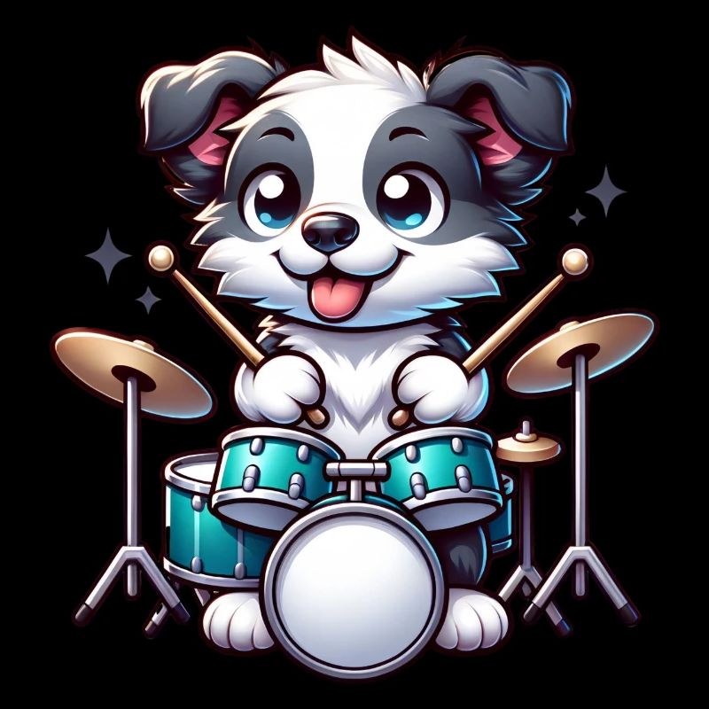 Cool Border Collie Drummer Puppy