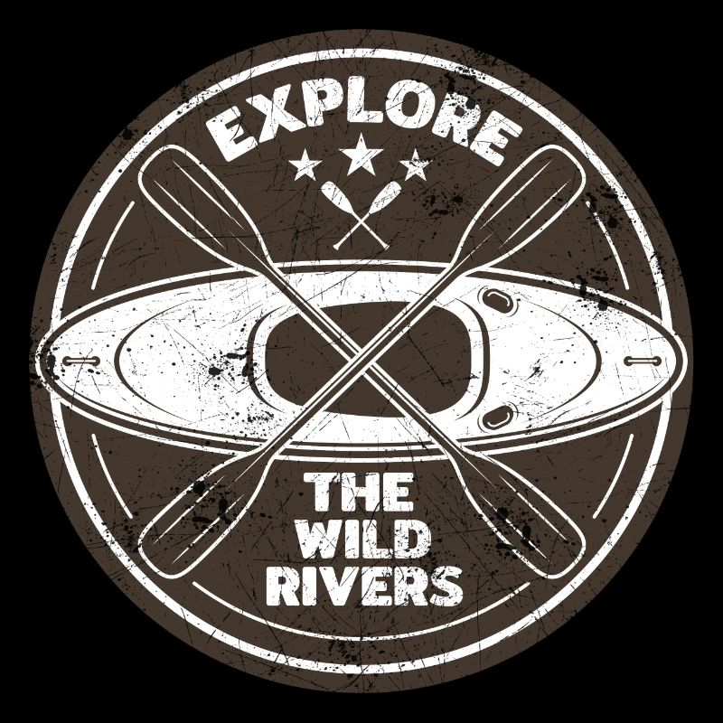 KAYAK PADDLE ROWING WILD CANOE RAFTING RIVER MOTIF