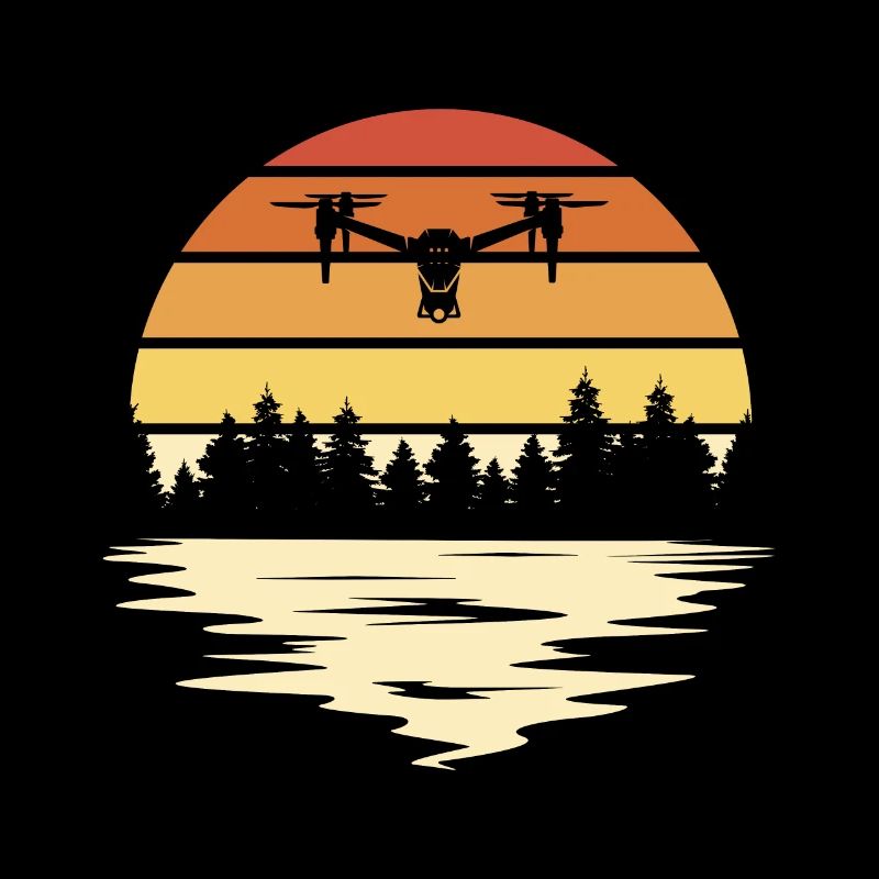 Retro Graphic Drone Flying Quadcopter Pilot RC Dro