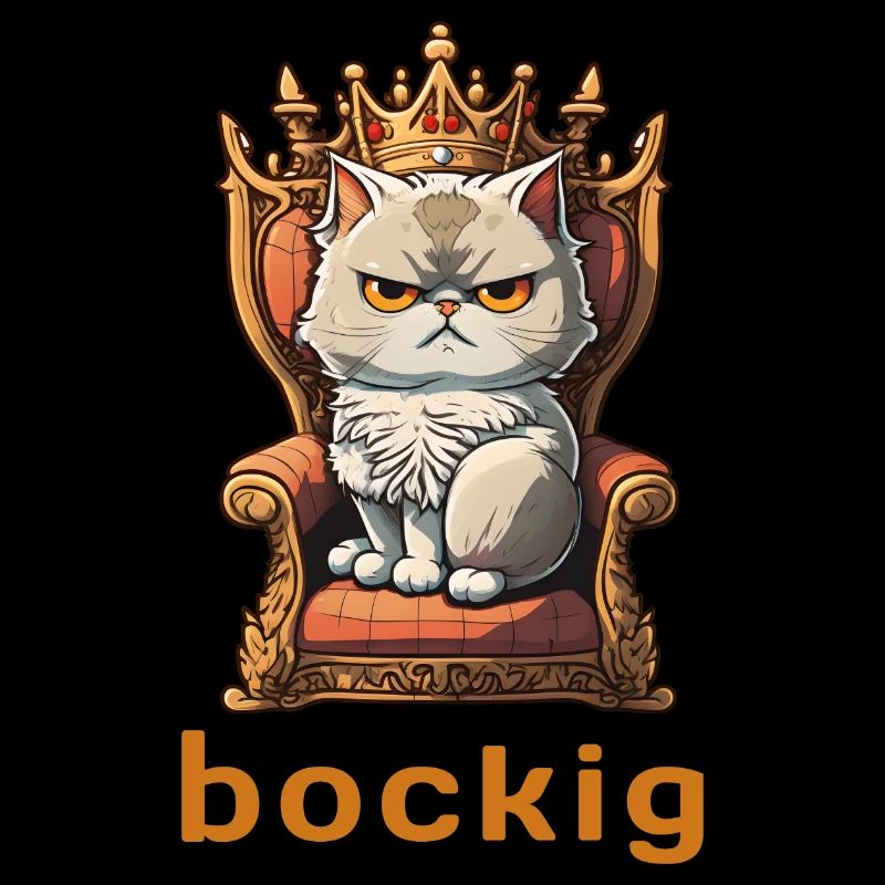 Bockig Katze Thron Krone Kater Grimmig Spruch Stur