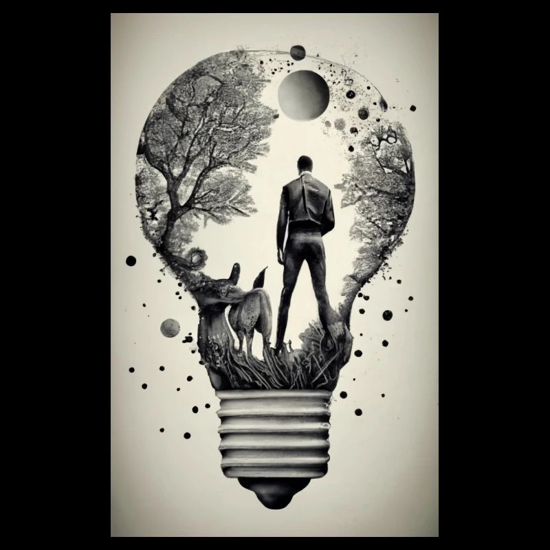 man inside a light bulb