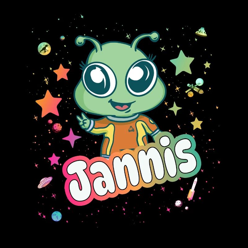 JANNIS - Beautiful boy name with cute alien