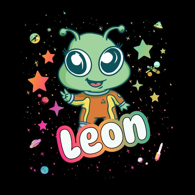 LEÓN - Beau nom de garçon avec extraterrestre mignon