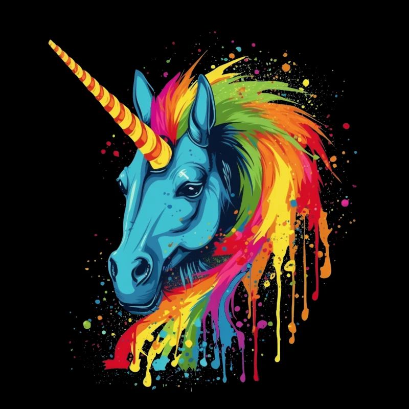 Buntes Einhorn mit Regenbogen Mähne