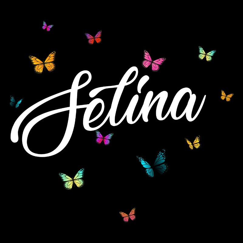 SELINA - Mädchen Name mit bunten Schmetterlingen