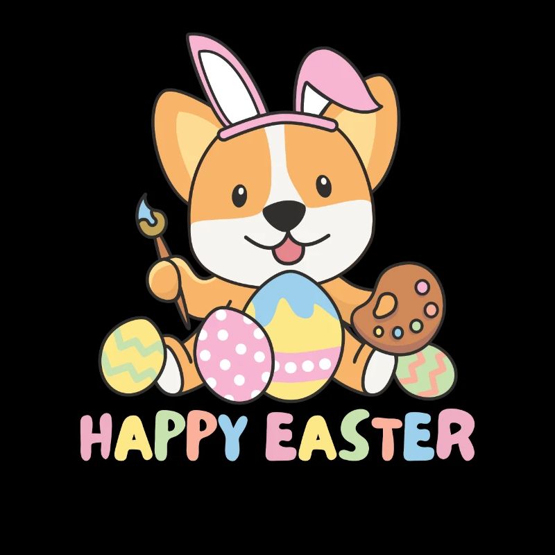 joyeuses Pâques doux corgi Pâques avec œufs de Pâques