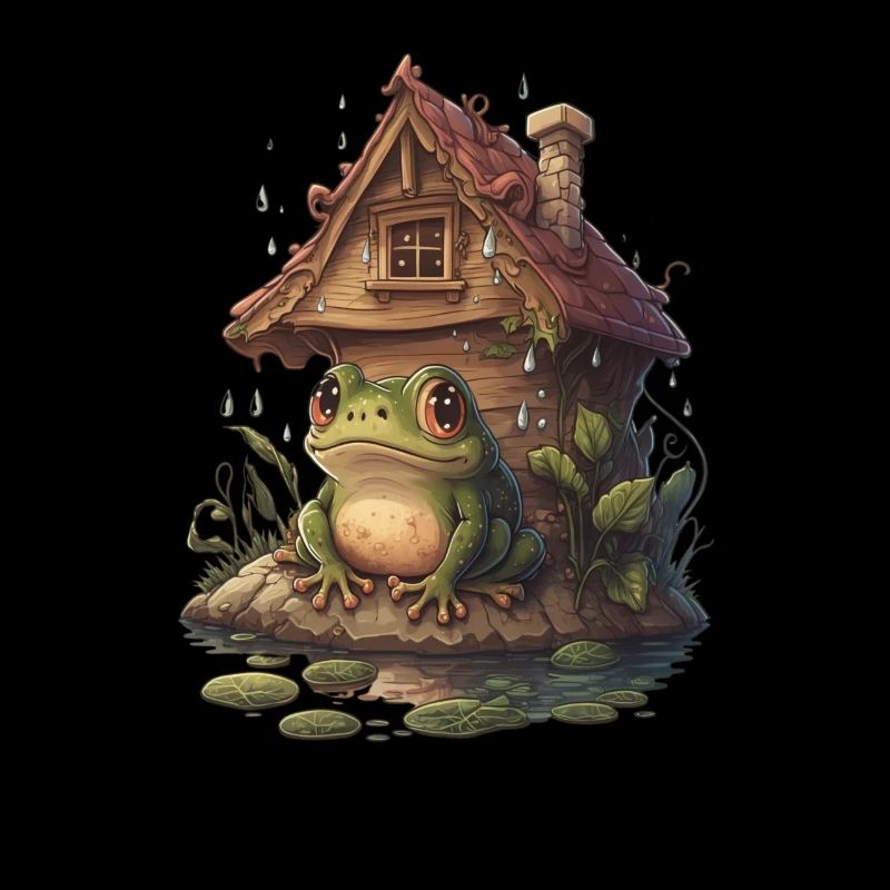 Cottagecore esthétique grenouille dans les bois avec cabane