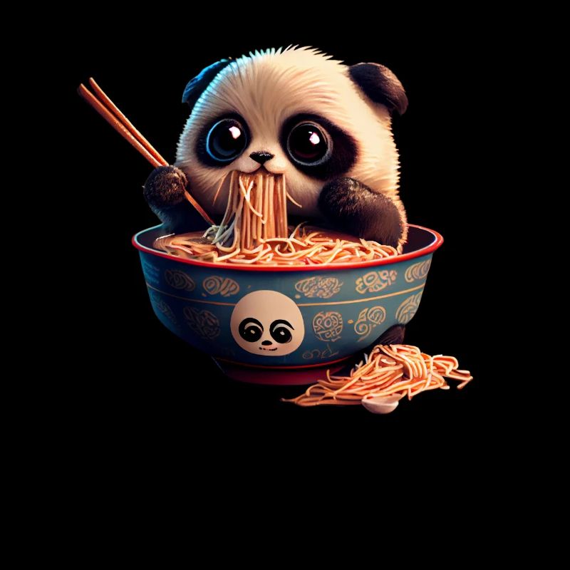 But first Ramen süße Panda isst Ramen