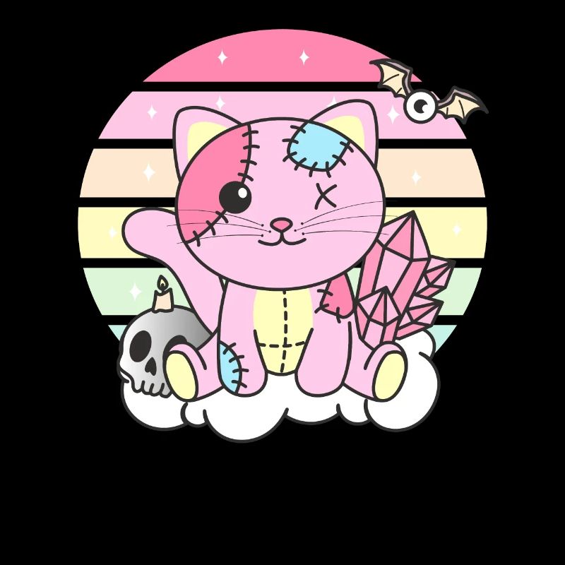 Kawaii Gothic Katze Pastellfarben Gothic Goth