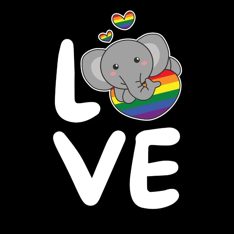 Rainbow Flag Pride LGBTQ Mignon éléphant Amour