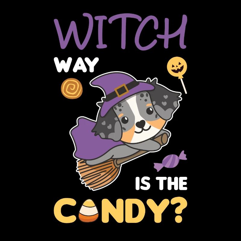 Australian Shepherd Hexen Witch way is the candy