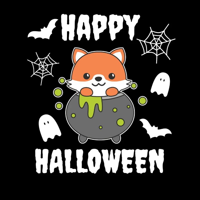 Fox Happy Halloween Witch's Cauldron Bat