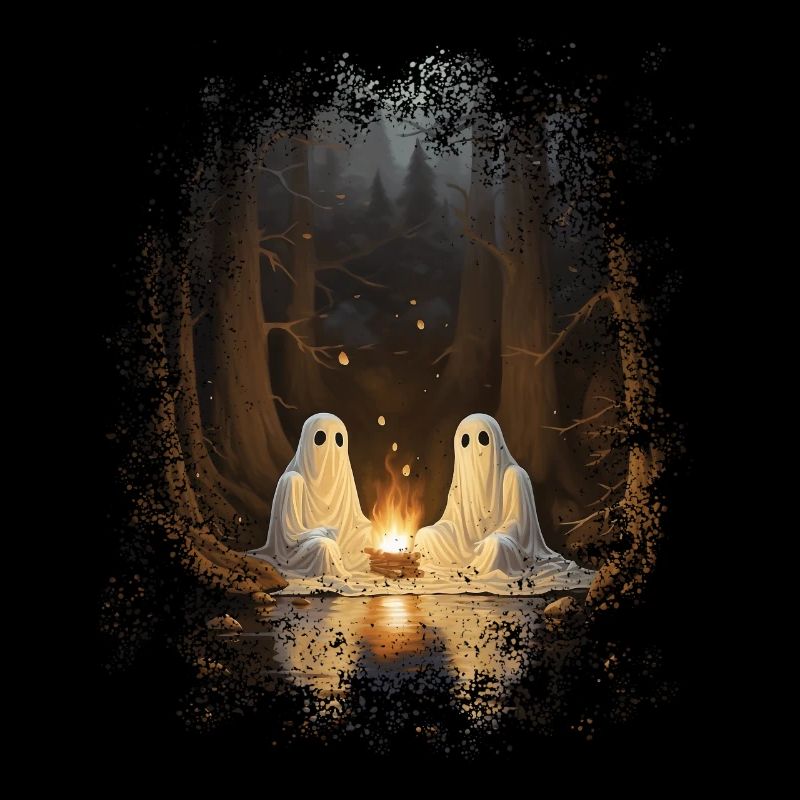 Vintage Ghost Campfire Camping Gothic Halloween