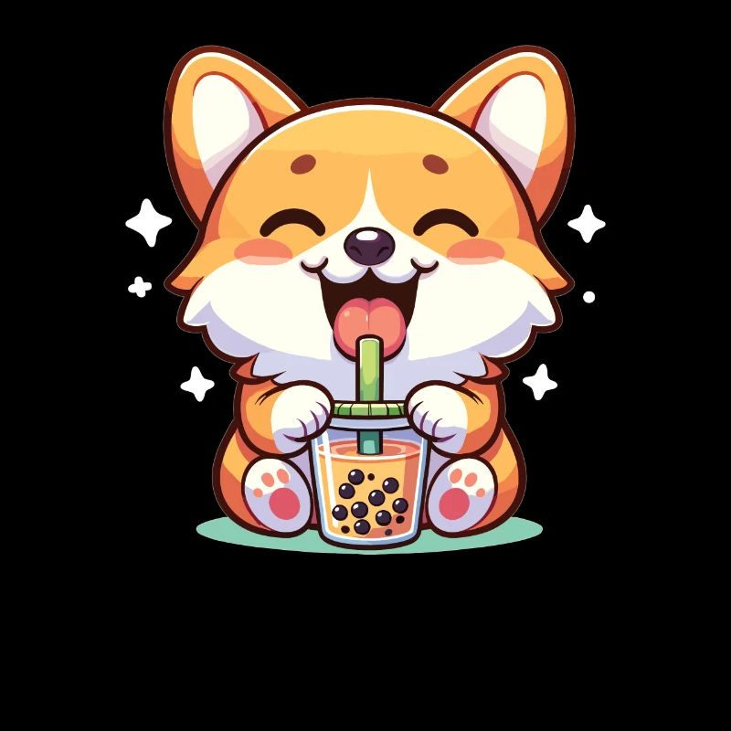 Kawaii Chiens Bubble Tea Boba Corgi