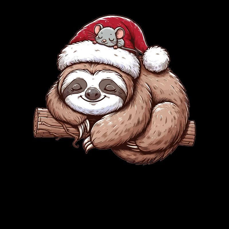 Santa Hat Christmas Sloth Mouse
