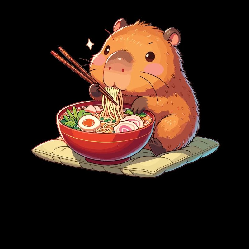 sweet capybara eats ramen noodles capybaras ramen