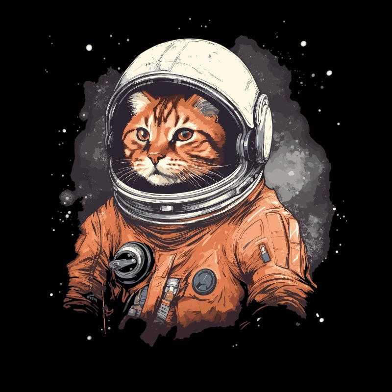 chat rouge en costume d’astronaute dans l’espace