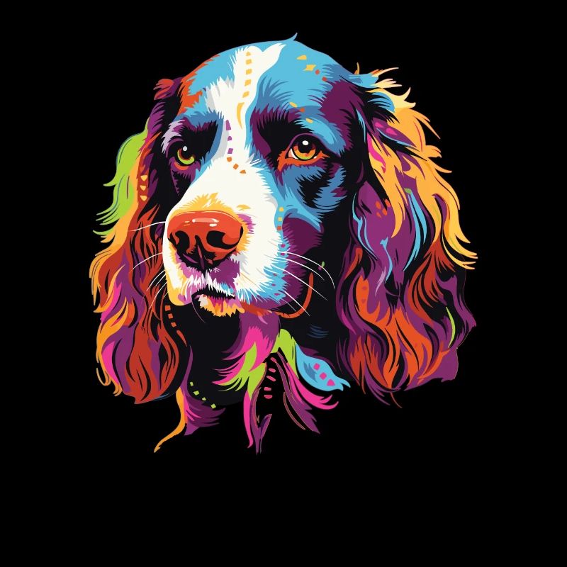 Aquarelle colorée anglais Springer Spaniel