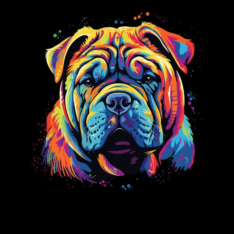 Wasserfarben Farbenfroher Chinese Shar Pei
