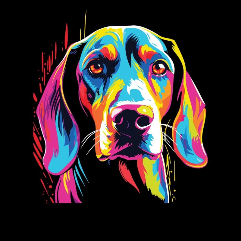 Aquarelle colorée arbre Walker Coonhound