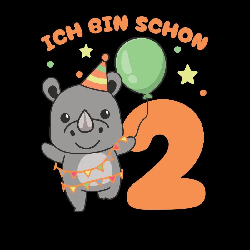 Ich bin schon 2 Nashörner Geburtstags Kinder