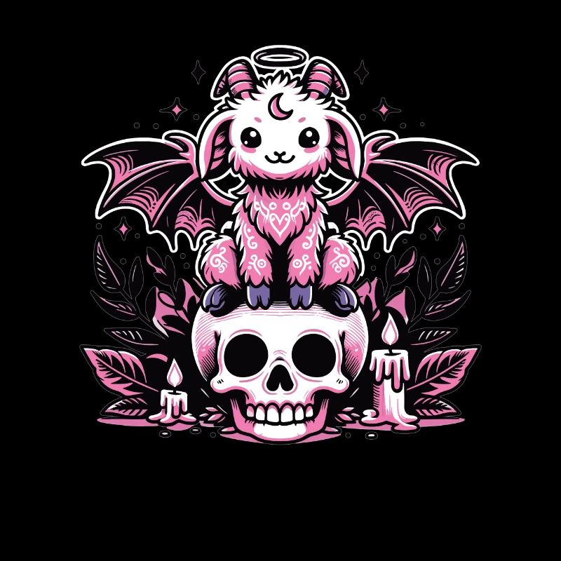 Kawaii Pastel Goth Mignon Effrayant Chèvre Chauve-Souris