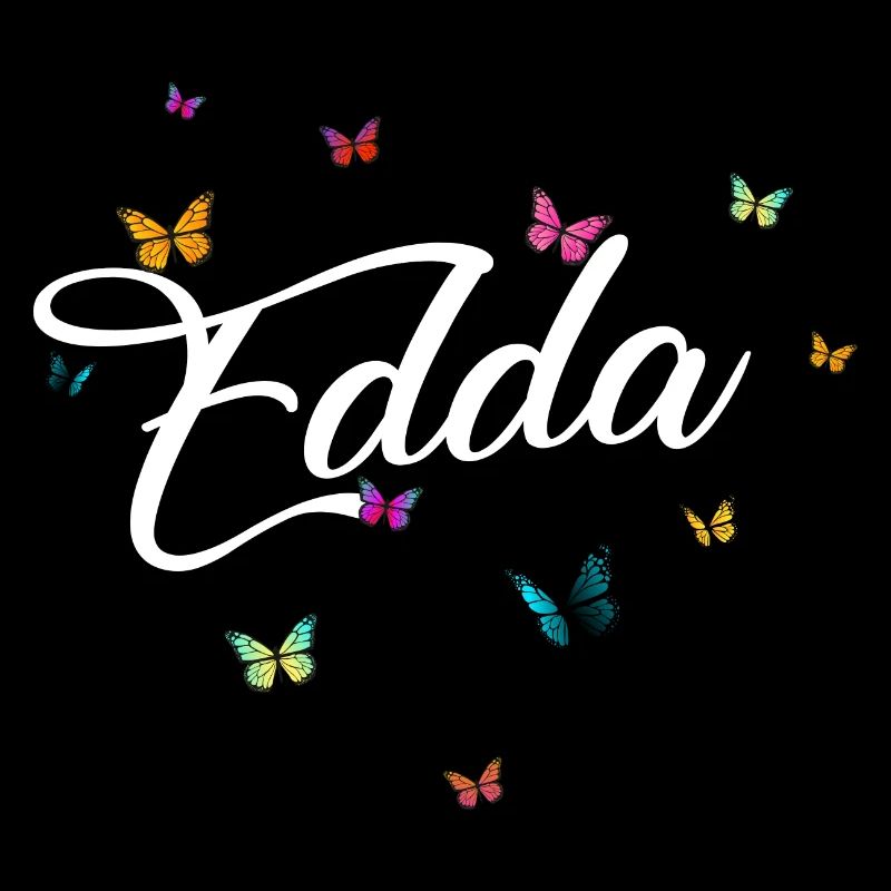 EDDA - Mädchen Name mit bunten Schmetterlingen