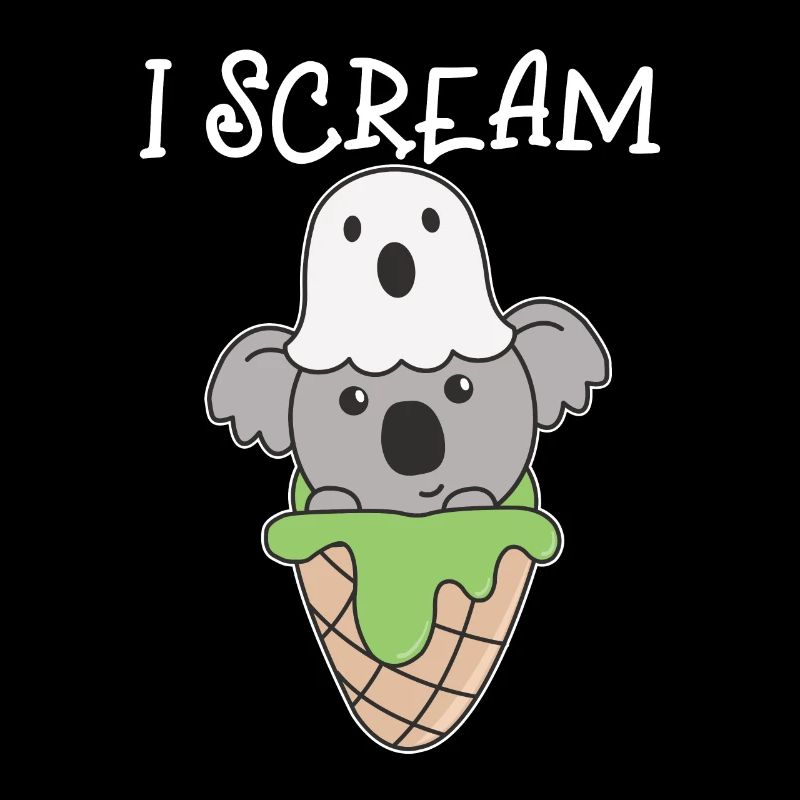 Koala Halloween Geist I Scream Eis Wortspiel