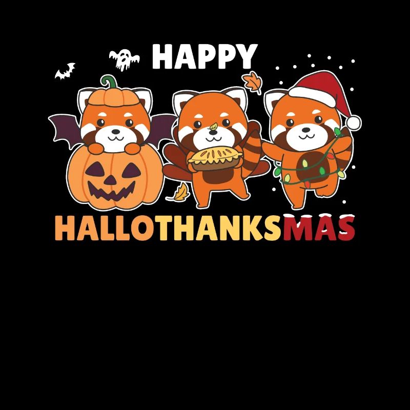 Joyeux Hallothanksmas Pandas De Noël Panda Rouge