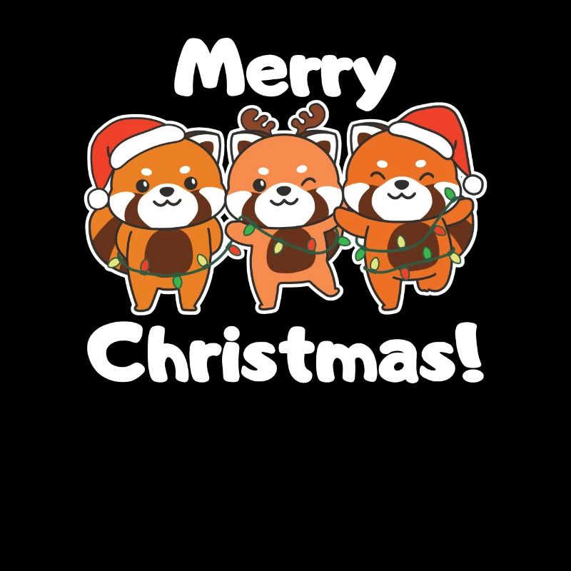Panda roux Noël Pandas rouges Joyeux Noël