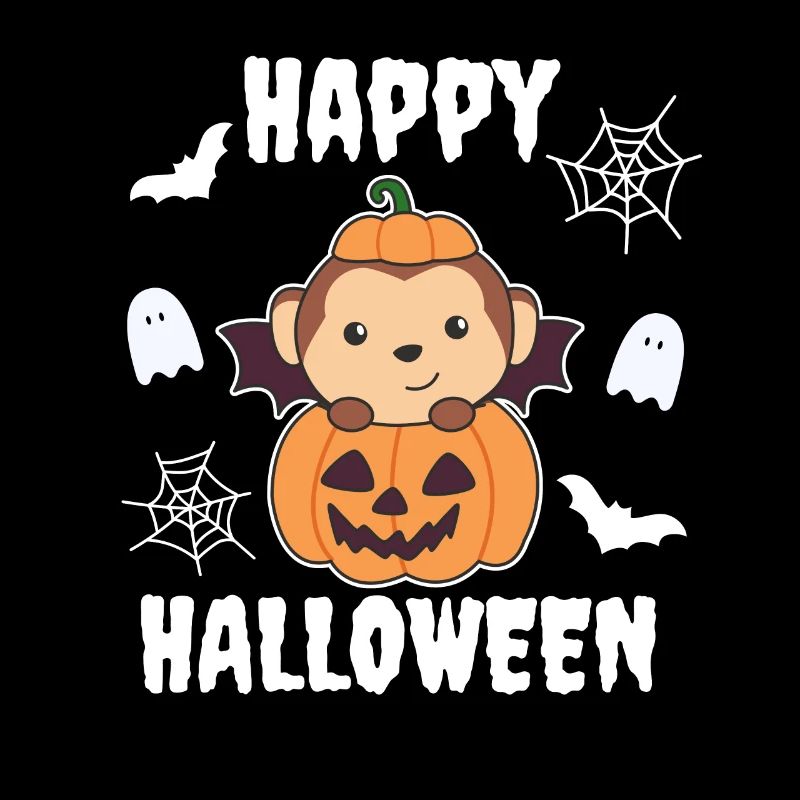 Monkey Happy Halloween Pumpkin Bat Costume