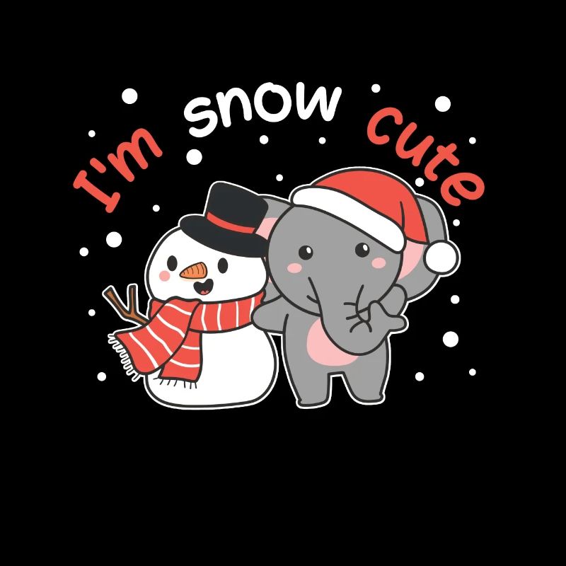 Elephant I'm snow cute snowman snow pun