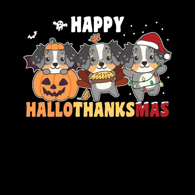 Happy Hallothanksmas Australian Shepherd
