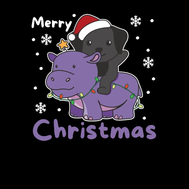 Noël Hippopotame Labrador Joyeux chiens de Noël
