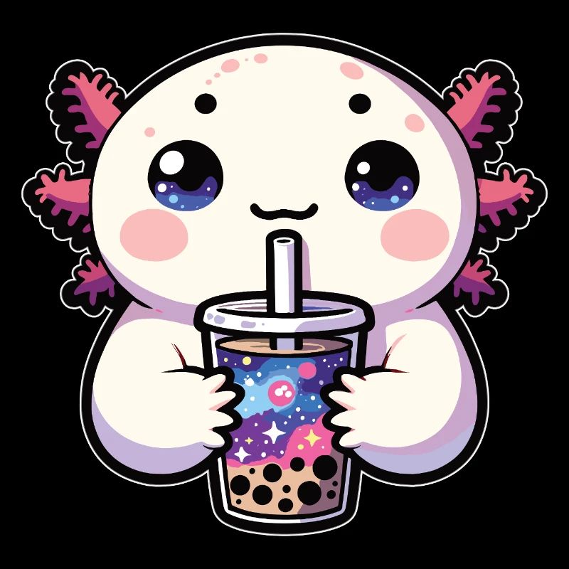 Axolotls Drink Bubble Tea Galaxy Boba Axolotl