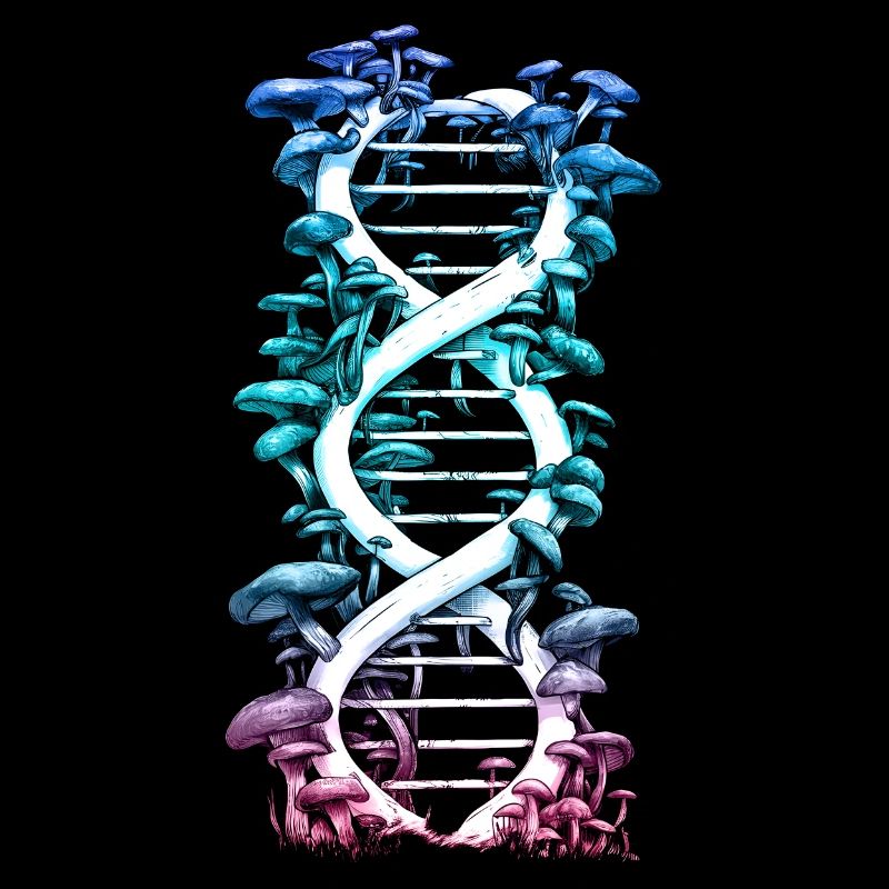 ADN Helix avec des champignons Nature Art Coloré