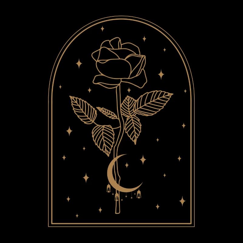 Crescent Moon Rose Occult Witchcraft Wicca