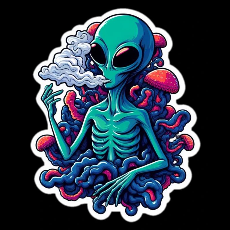 Néon Alien avec fumée de brouillard