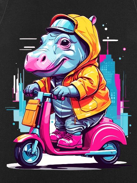 Hippopotamus on scooter