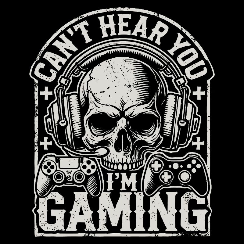 Gaming skull with headset and controllers